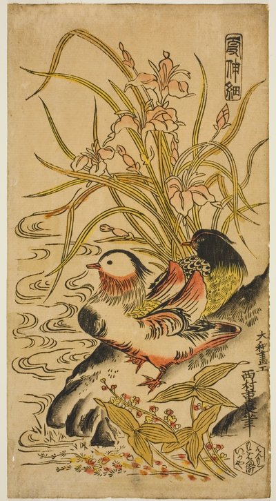 「華心斎」シリーズ オシドリ 作： Nishimura Shigenaga