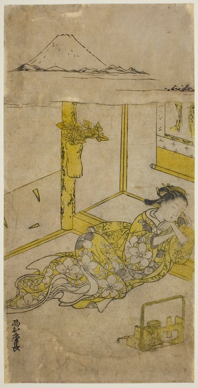富士山と眠る若い女性 作： Nishimura Shigenaga