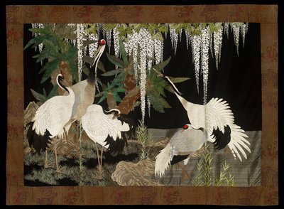 ツル、ソテツ、藤、c1905 作： Nishimura Sozaemon