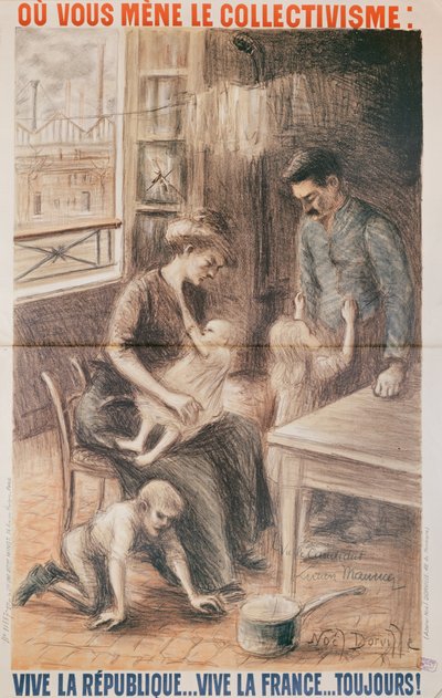 工場労働者の家、選挙ポスター、1909年カラーリソ 作： Noel Dorville