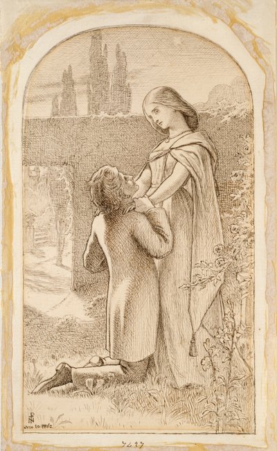 星明かりの庭の二人の恋人、1862年 作： Noel Paton