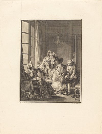 ジュリーは肘掛け椅子で気絶する 作： Noël Le Mire after Jean Michel Moreau