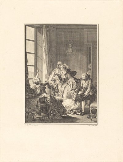 ジュリーは肘掛け椅子で気絶する 作： Noël Le Mire after Jean Michel Moreau