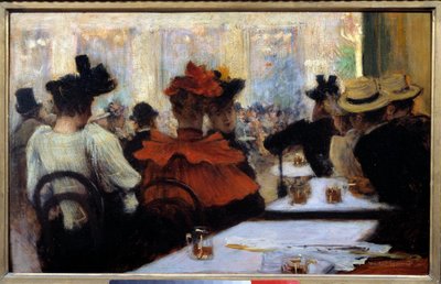 カフェ・コンサートにて。ノルベルト・ゲーヌッテ（1854-1894）の絵画 作： Norbert Goeneutte