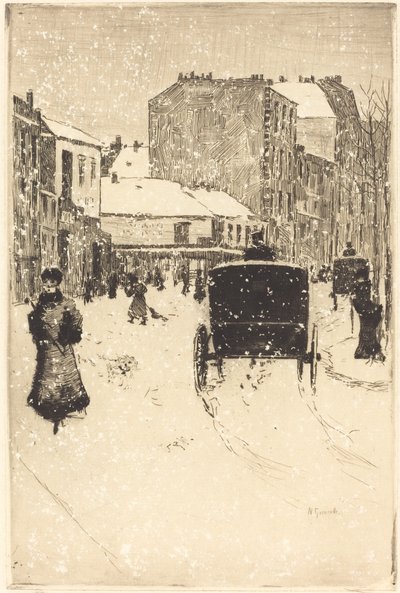 雪の中の大通りクリシー 作： Norbert Goeneutte