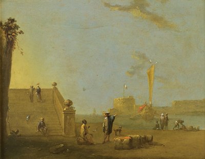 スペインの港での港のシーン 作： Norbert Joseph Carl Grund
