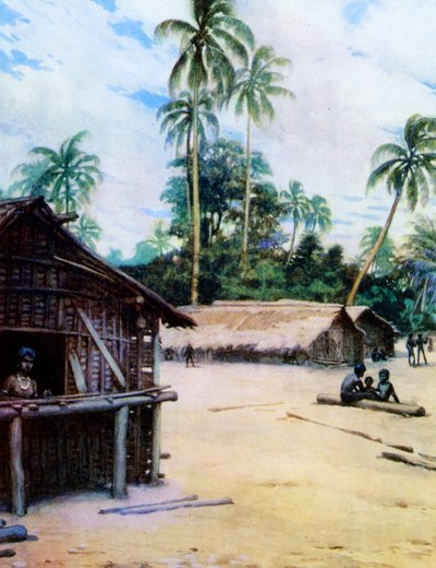 ソロモン諸島の村、1908年 作： Norman Hardy