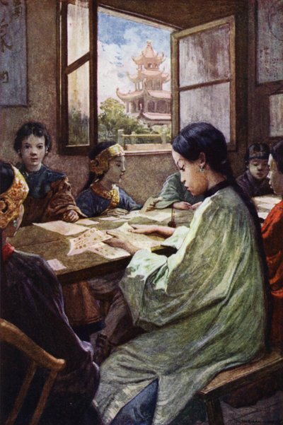 中国学校（カラーリトグラフ 作： Norman Hardy