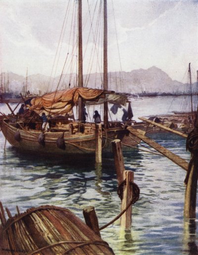 中国：香港の港（カラーリトグラフ 作： Norman Hardy