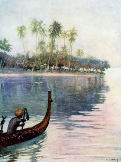1908年、サンクリストバル島で「静かな水面を優しく漕ぐ」 作： Norman Hardy