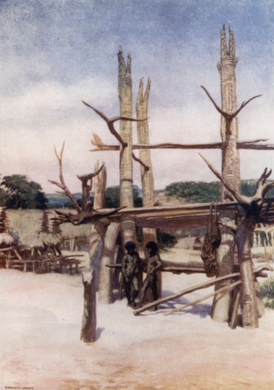 英領ニューギニア、リゴのドゥブ号（カラーリトグラフ 作： Norman Hardy