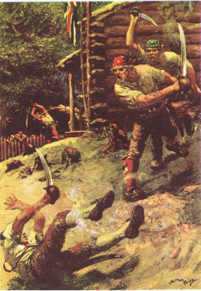 1947年にマクドナルドが発行したトレジャーアイランドから、私はつまずいて真っ逆さまに転がりました（カラーリソ） 作： Norman Mills Price