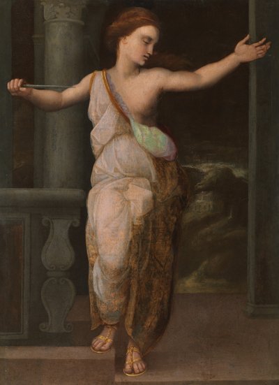 ルクレティアの自殺、c.1530-50（パネルに油彩） 作： Northern European School