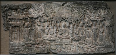 西部楽園、河北省、Handan、550-577（色素の痕跡のある石灰岩） 作： Northern Qi Dynasty Chinese Scool