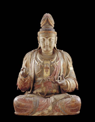 観音菩薩」（木、ジェッソ、岩絵具、金 作： Northern Song Dynasty Chinese School