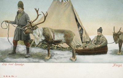 トナカイを連れたラップランダー（ノルウェー）（カラー写真 作： Norwegian Photographer