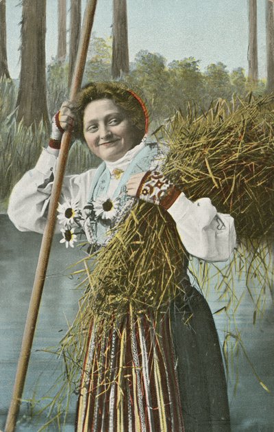 収穫期のノルウェー人女性（カラー写真 作： Norwegian Photographer