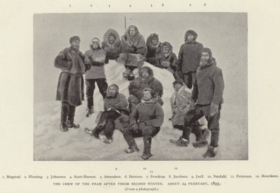 2度目の冬を終えたフラム号の乗組員たち（1895年2月24日頃）（モノクロ写真 作： Norwegian Photographer