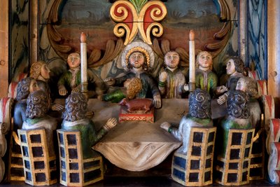 最後の晩餐」モ・イ・ラナ教会の祭壇画の細部 作： Norwegian School