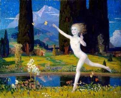 子供の庭、1922年頃（キャンバスに油彩） 作： Norwood MacGilvary