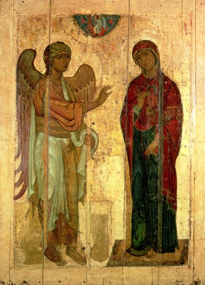 Ustiug Annunciation、c.1130-40（パネル上のテンペラ） 作： Novgorod School