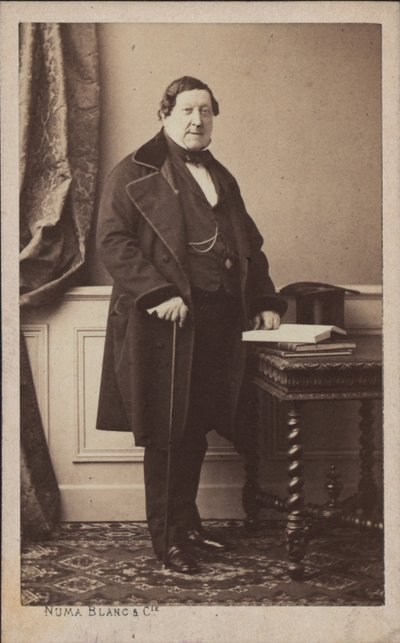 作曲家ジョアキーノ・アントニオ・ロッシーニ1792-1868の肖像、1868年以前。 作： Numa Blanc