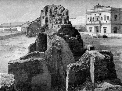1902年、ローマの鉄道駅近くのセルビアの壁の遺跡 作： O Schulz