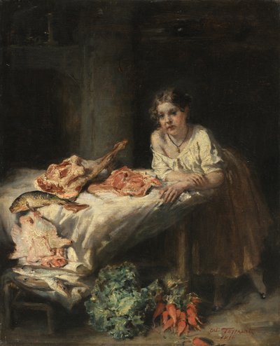 ブルジョワキッチン、1854年。 作： Octave Tassaert