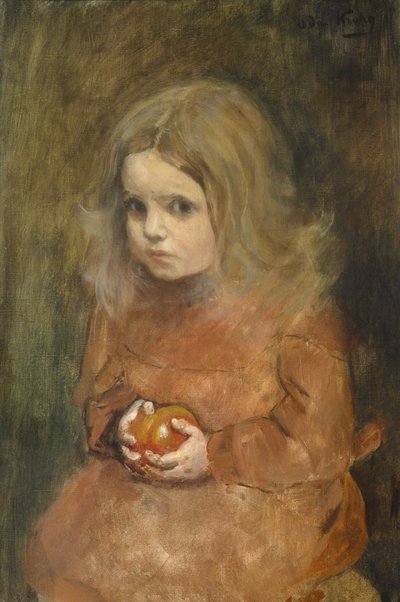 りんごを持つ少女（キャンバスに油彩） 作： Oda Krohg