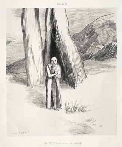 陰気な風景の中の狂人 作： Odilon Redon
