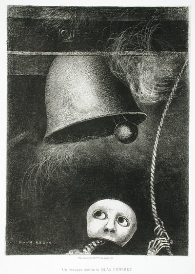 マスクが死の鐘を鳴らす 作： Odilon Redon