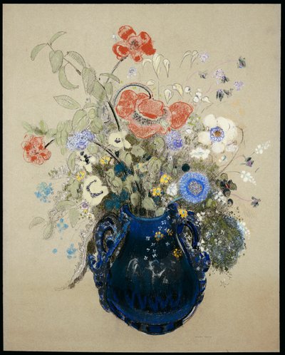 青い花の花瓶、c.1905-08 作： Odilon Redon