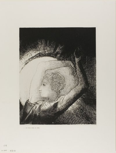 太陽をまとった女、プレート 6/12 作： Odilon Redon