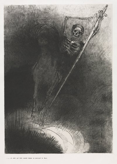 そして彼の上に座った彼の名前は死だった 作： Odilon Redon