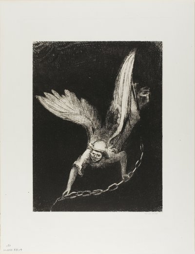 And I Saw an Angel Come Down from Heaven, Have the Key of the Bottomless Pit and a Great Chain in His Hand, プレート 8/12 作： Odilon Redon