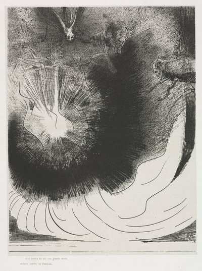 そして、天から大きな星が落ちてきて、まるでランプのように燃えていた 作： Odilon Redon