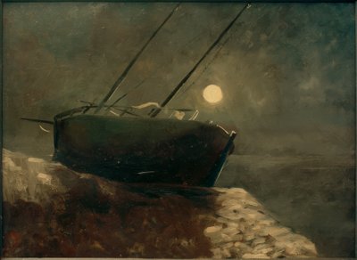 月明かりに照らされたボート 作： Odilon Redon