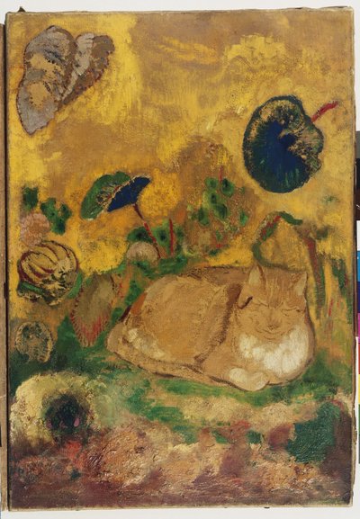 バゾン：アーティストの猫、1905 作： Odilon Redon