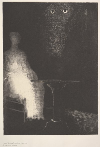 以下、人間の形の蒸気の輪郭を見ました、1896。 作： Odilon Redon