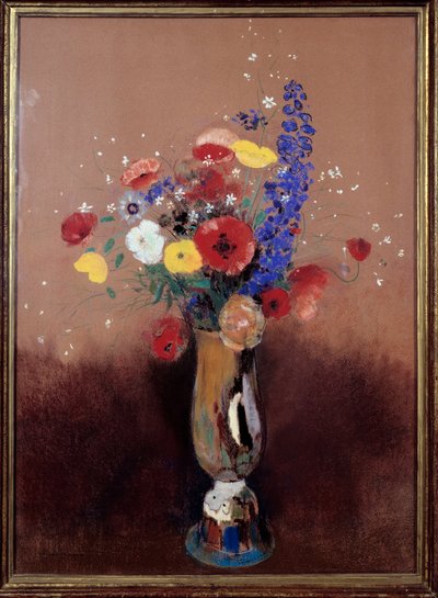 野に咲く花のブーケ。オディロン・ルドン（1840-1916）の絵画 作： Odilon Redon