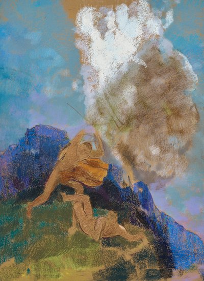 カインとアベル 1890年頃 （パステル、トーン紙） 作： Odilon Redon