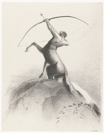 空を指すケンタウロス 鼻を狙うケンタウロス 作： Odilon Redon
