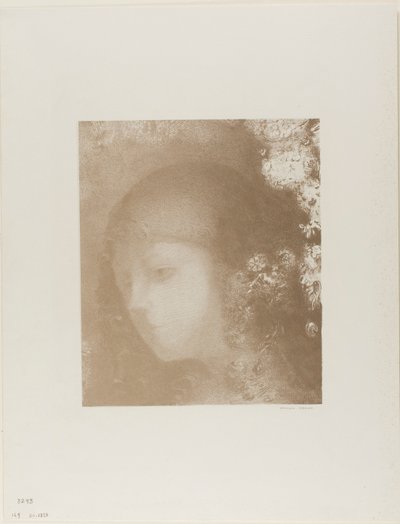 花と子供の頭 作： Odilon Redon