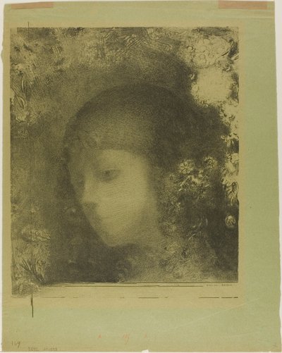 花と子供の頭 作： Odilon Redon