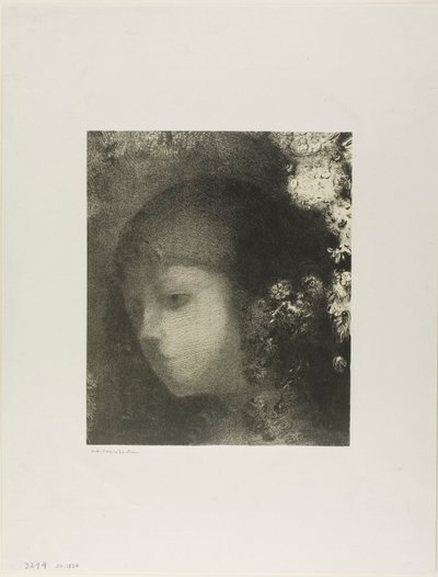 花と子供の頭 作： Odilon Redon