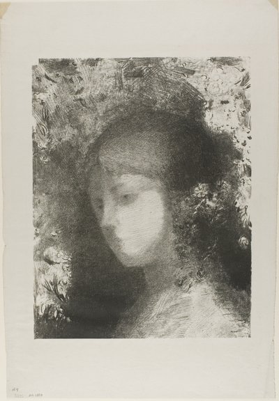 花と子供の頭 作： Odilon Redon