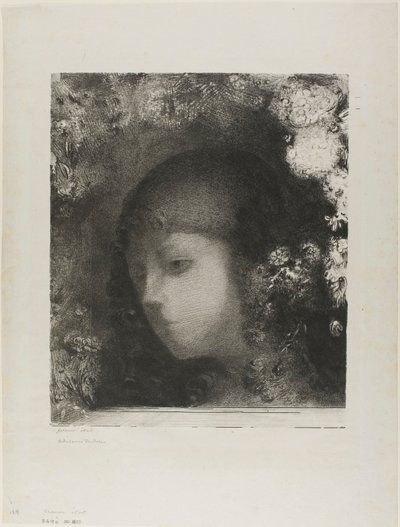 花と子供の頭 作： Odilon Redon
