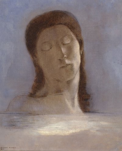 閉じた目、1890 作： Odilon Redon