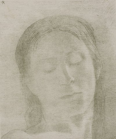 閉じた目、1890 作： Odilon Redon