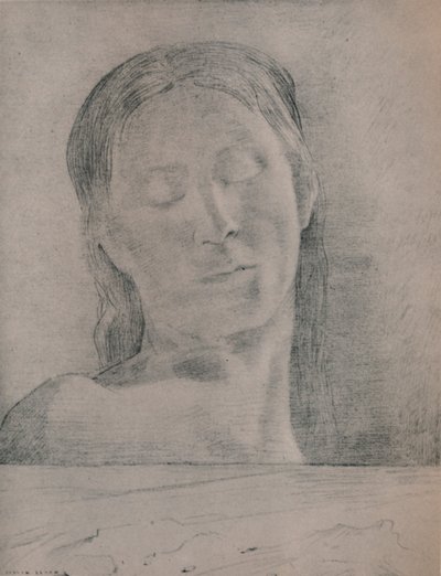 閉じた目、1890年頃、1946年 作： Odilon Redon